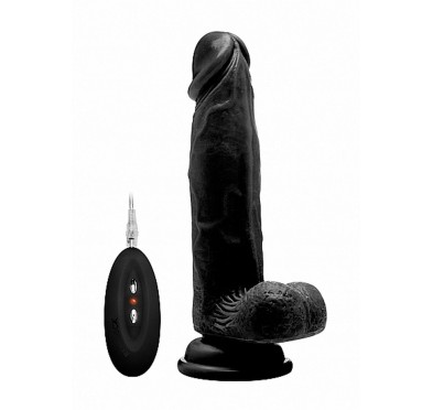 Vibrating Realistic Cock - 8" - With Scrotum - Black